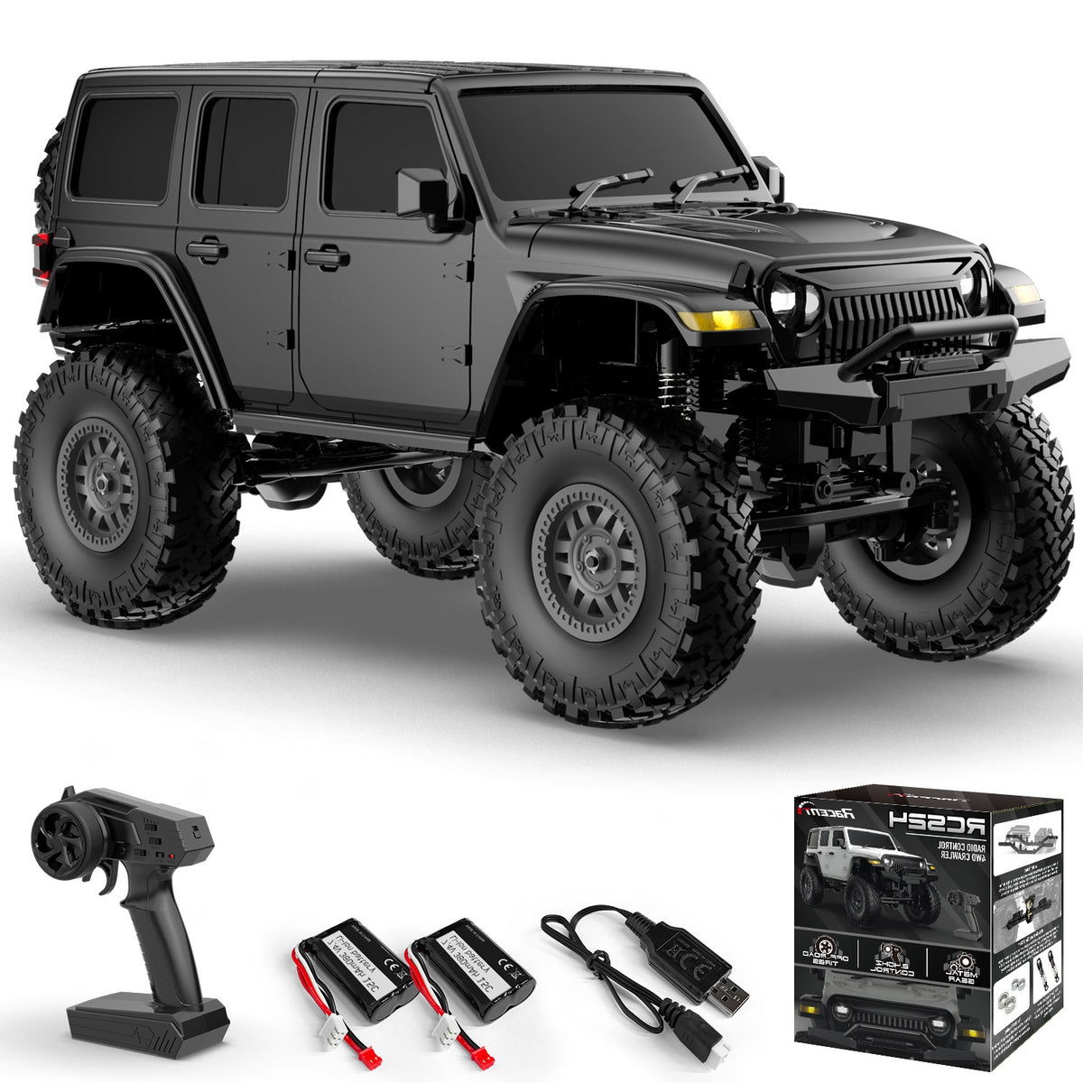 1/24 Scale Remote Control Crawler Rock Climbing with Led Light (Black)