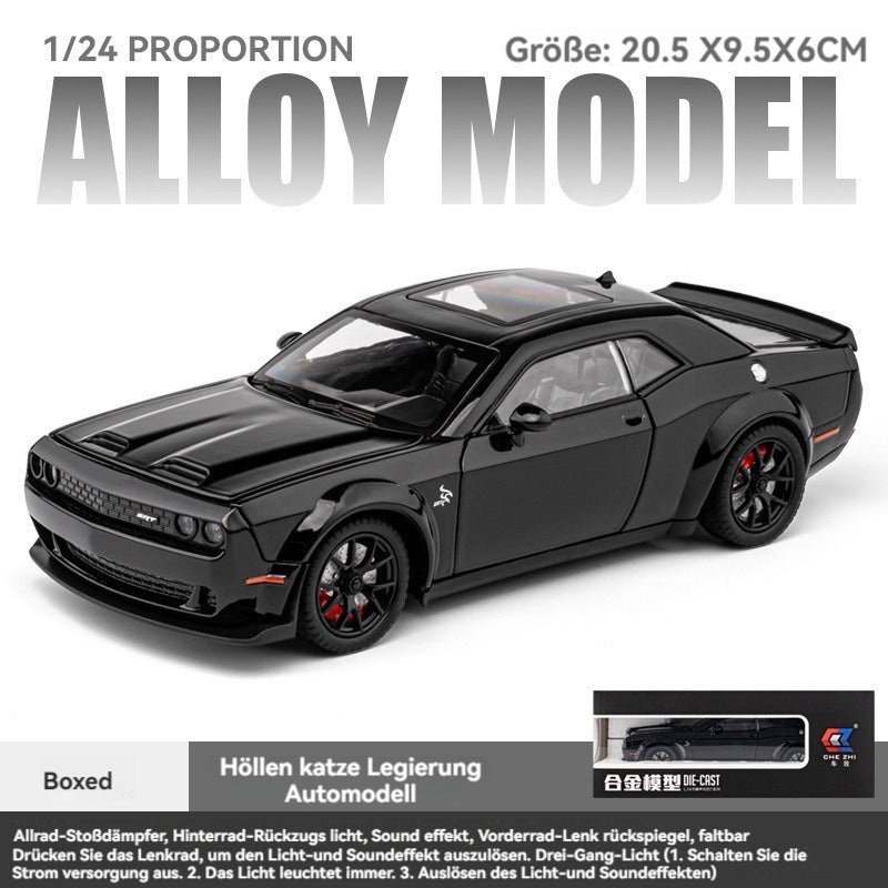 1:24 Dodge Challenger Charger SRT Alloy Car Model With Sound and Light Pullback Decorate Metal Model