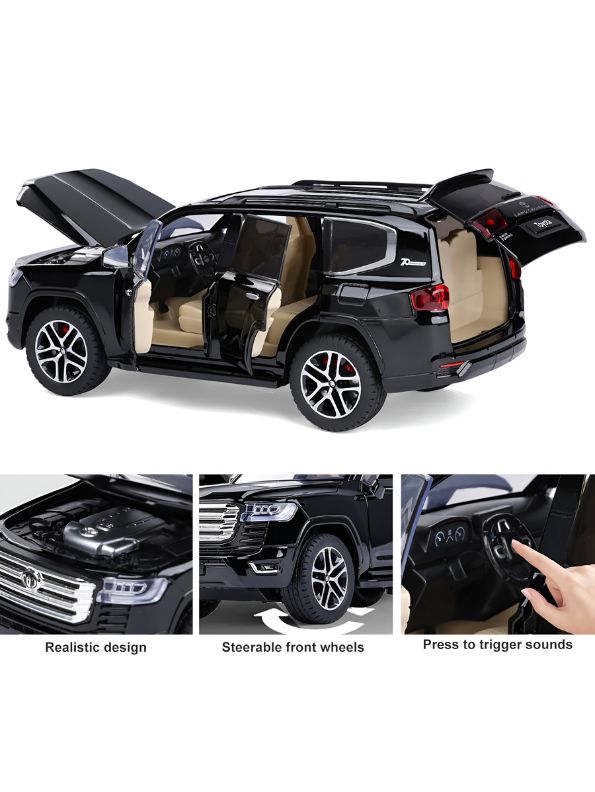 Black - Toyota Land Cruiser – LC300 Diecast Model - High-Quality Alloy Collectible Car with Detailed Craftsmanship - Scale - 1:18 - MD1440 Black - Toyota Land Cruiser – LC300 Diecast Model - High-Quality Alloy Collectible Car with Detailed Craftsmanship - Scale - 1:18 - MD1440
