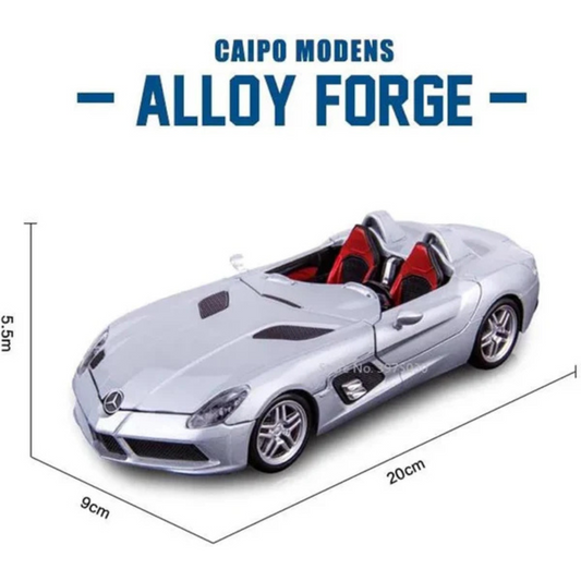 MERCEDES BENZ SLR STIRLING CONVERTIBLE SPORTS DIECAST ALLOY METAL PULLBACK TOY CAR - SCALE: 1:32 (20.0 X 9.0 X 5.5 CM)