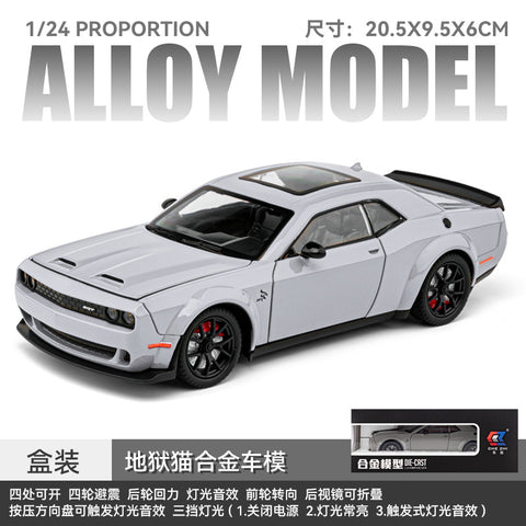 1:24 Dodge Challenger Charger SRT Alloy Car Model With Sound and Light Pullback Decorate Metal Model