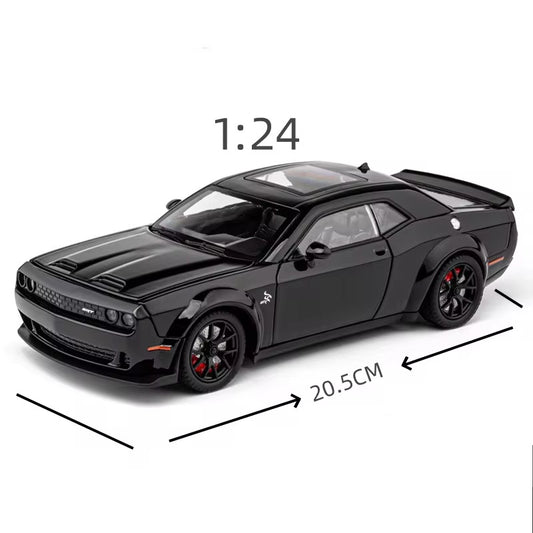 1:24 Dodge Challenger Charger SRT Alloy Car Model With Sound and Light Pullback Decorate Metal Model