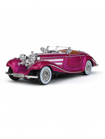 White - Mercedes Benz 500K Model 1:24 Scale Diecast Car - Metal Collectible | NX-N-24 - Acrylic Transparent Box.
