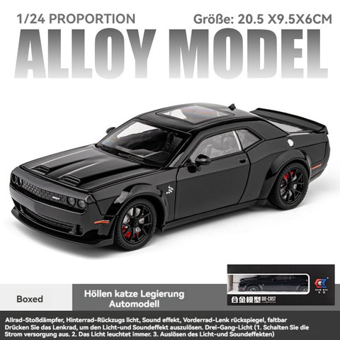 1:24 Dodge Challenger Charger SRT Alloy Car Model With Sound and Light Pullback Decorate Metal Model