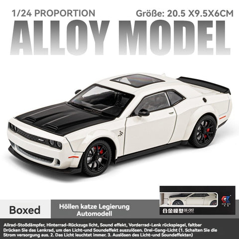 1:24 Dodge Challenger Charger SRT Alloy Car Model With Sound and Light Pullback Decorate Metal Model
