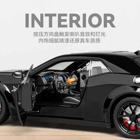 1:24 Dodge Challenger Charger SRT Alloy Car Model With Sound and Light Pullback Decorate Metal Model