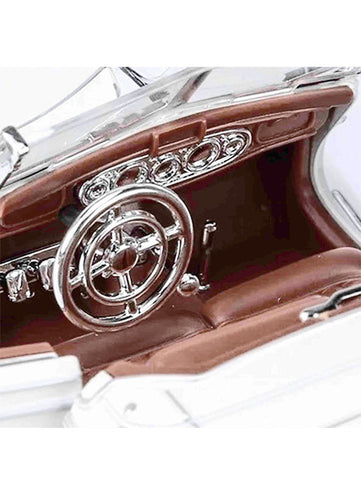 White - Mercedes Benz 500K Model 1:24 Scale Diecast Car - Metal Collectible | NX-N-24 - Acrylic Transparent Box.