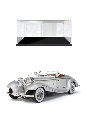 White - Mercedes Benz 500K Model 1:24 Scale Diecast Car - Metal Collectible | NX-N-24 - Acrylic Transparent Box.
