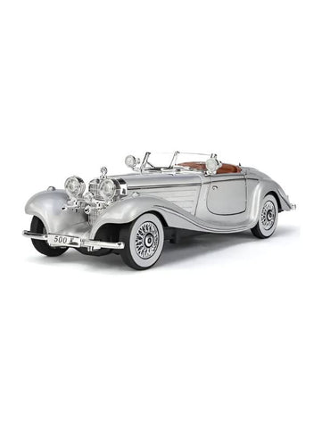White - Mercedes Benz 500K Model 1:24 Scale Diecast Car - Metal Collectible | NX-N-24 - Acrylic Transparent Box.